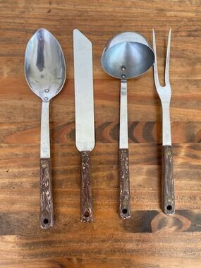 Vintage Luxor Stainless Steel Utensil Set - Spoon, Spatula, Ladle and Fork